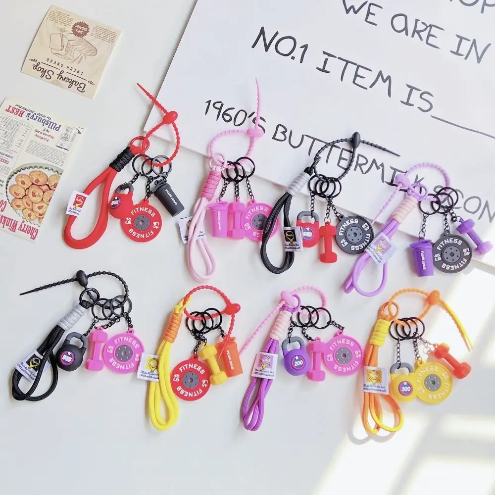 

Hand-Woven Fitness Keychain Weight Plate Mini Dumbbell Gym Lover Key chain Anti-Lost Bag Decoration Nylon Rope Pendant