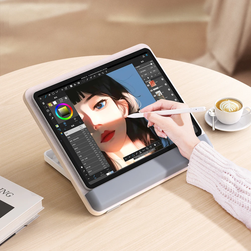 Ergonomic Adjustable Angle Portable Wooden Tablet PC Stand Desk Bracket For iPad Home Office