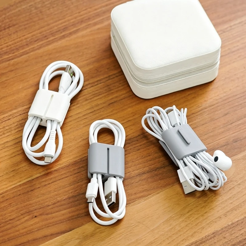 Cable Wrap 2 Pack with Retaining Openings, ABS Cord Holders for Headphone Cords in Desks, Drawers, and Bags for Storage 896C