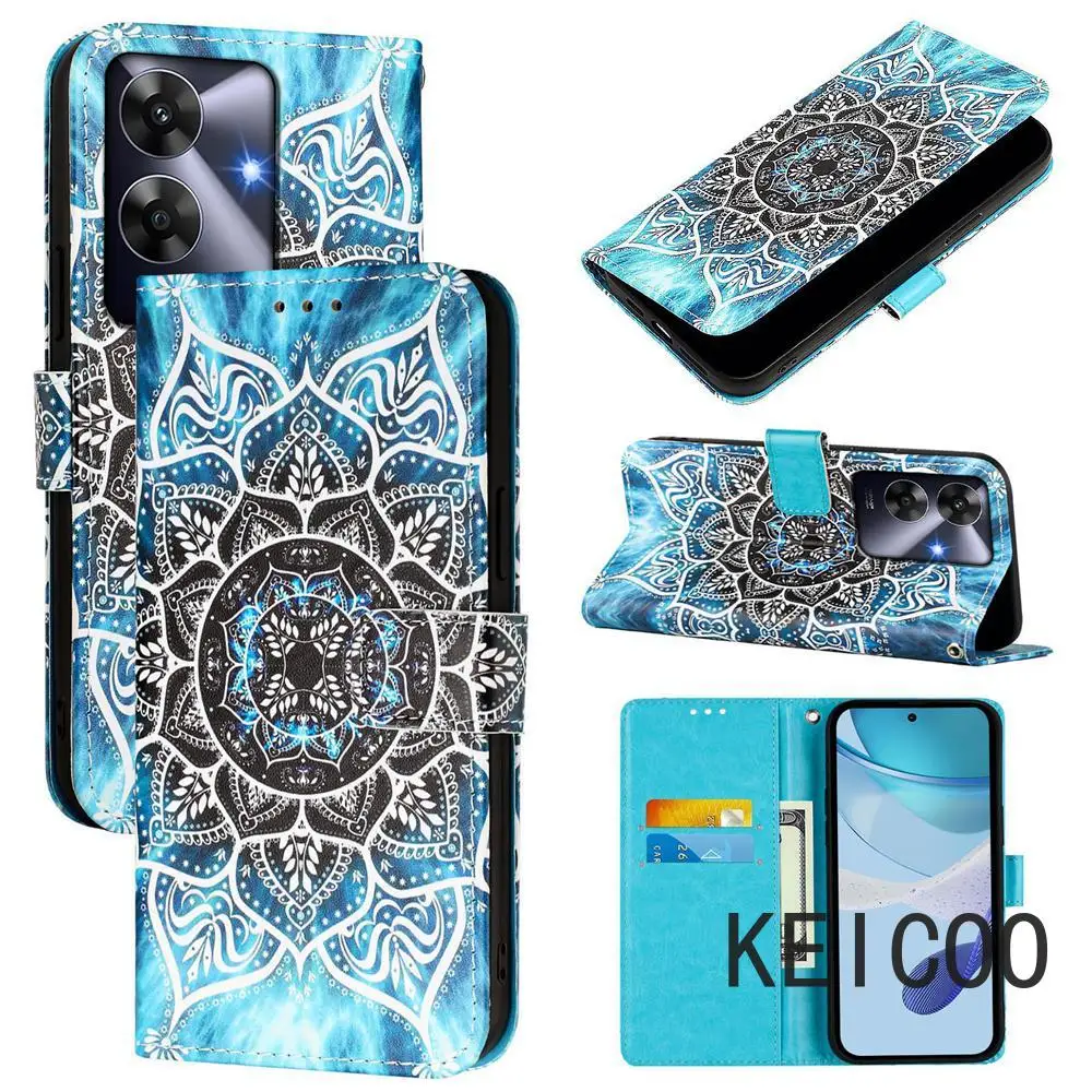 Anti Fingerprint Shell for Oppo Reno12 F Realme C61 Note 60 Pro 4G (India) Flip Cover Wallet Clip Card Slot Anti-fall Housing image 3