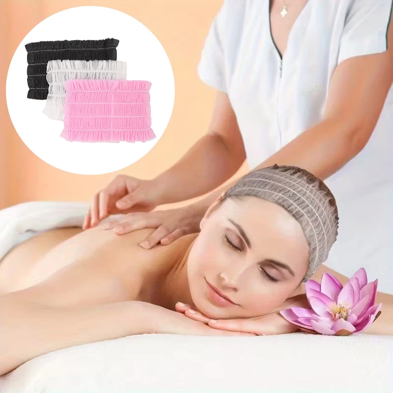 New 20/50/100pcs Disposable Spa Headbands Soft Non- Elastic Facial Hair Bands For Sauna, Facial Cleansing, Skincare & Makeup - Image 2