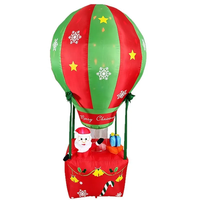 Factory Direct Compatible with Cross-Border 2.1m Christmas Inflatable Hot Air Balloon Christmas LED Lights Outdoor Ornament