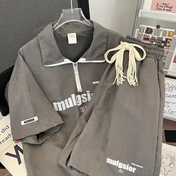 Summer Men's Sets Korean Fashion 2 Piece Set Tracksuits Men Casual Men Clothing Joggers Set T Shirt+Shorts Men Outfit Set