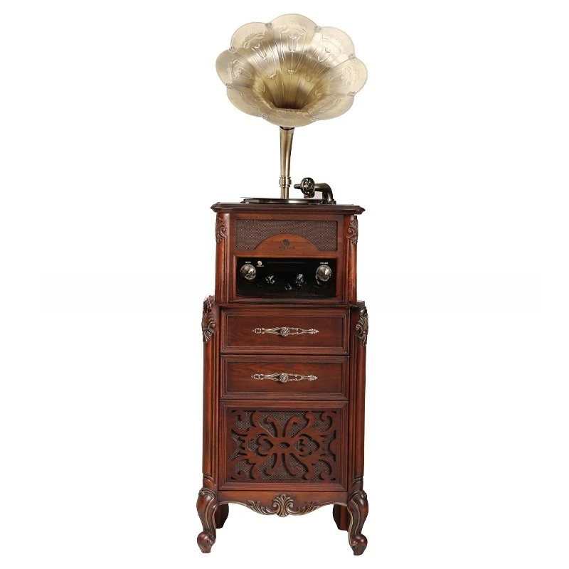 Gramophone living room old-fashioned big speaker antique retro solid wood antique European record player