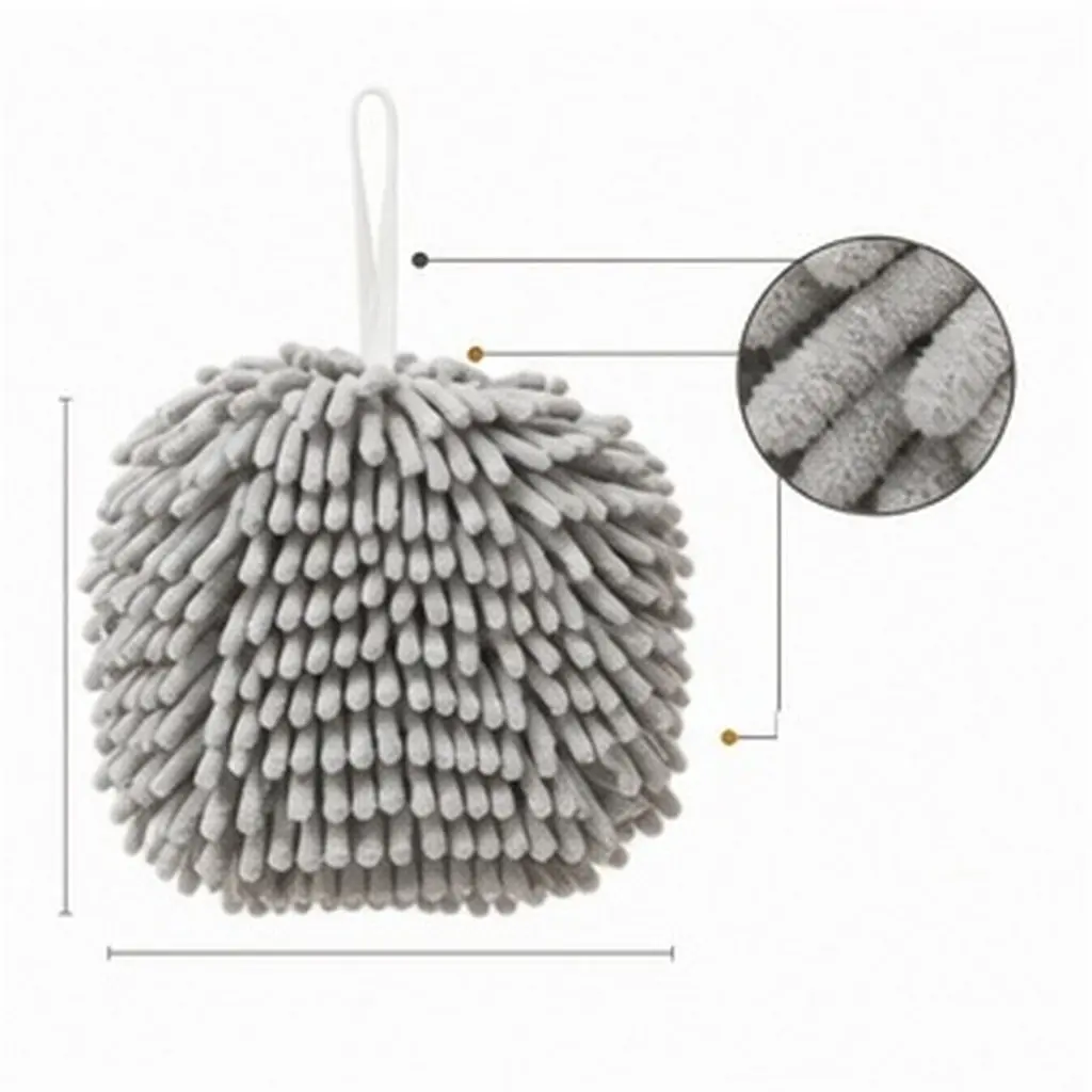 2Pcs Spherical Chenille Hand Towels for Bathroom Kitchen Bedroom Living Room Quick Dry Absorbent Soft Touch Decorative Hand