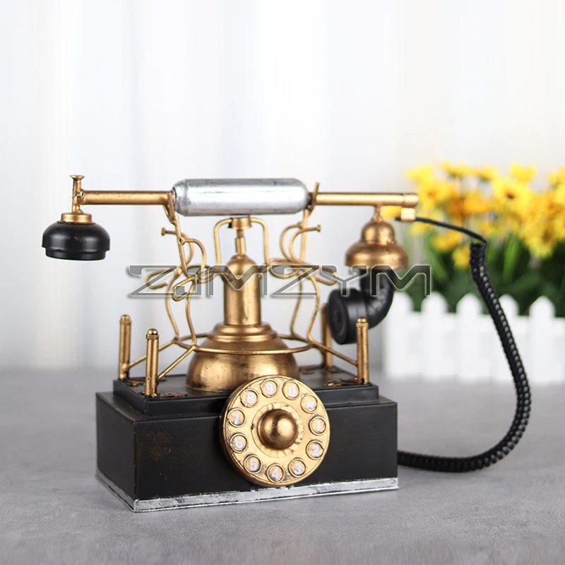 Retro Telephone Model Vintage Desktop Landline Telephone Old Fixed Telephone Home Living Room Decoration Gift