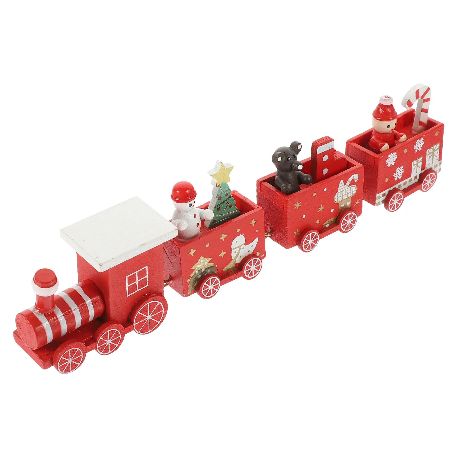 Christmas Train Wooden Decor Props Decorative Adornment Home Photo Child Decorations