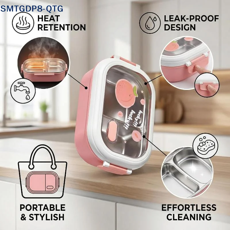 Hot Lunch Box 304 Stainless Steel Grade Food Large Capacity Split Box Bento Box Fruit Box Student Adult