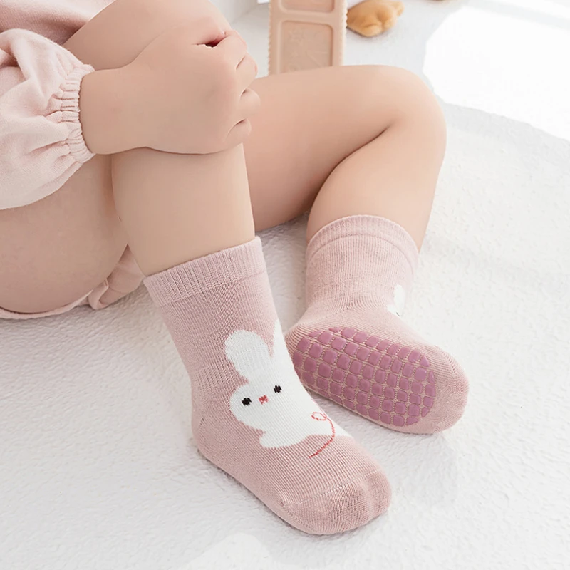 Cartoon Floor Socks Infants  Young Children New Boneless Large-area Adhesive Baby Sock Graffiti Anti Slip Short Socks Kids Socks