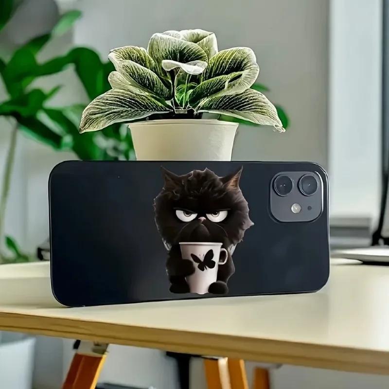 Niedlicher tragbarer Handyhalter Erweitern Sie den niedlichen schwarzen Katzen-Telefonständer für iPhone Samsung Xiaomi Acryl-Klappgriffhalter Ringfinger