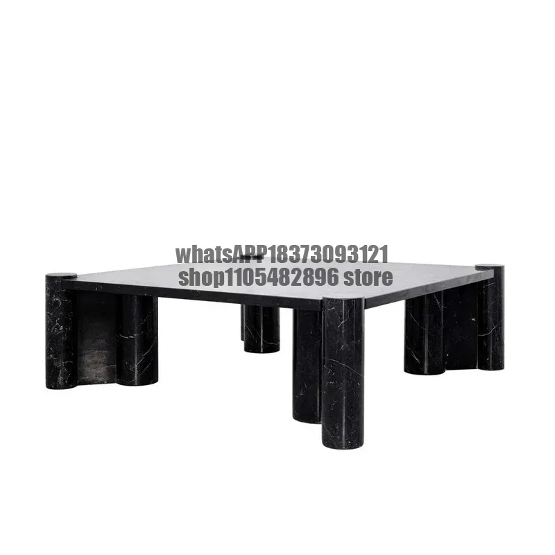 N44 Italian style simple natural black and white root marble coffee table hotel living room coffee table
