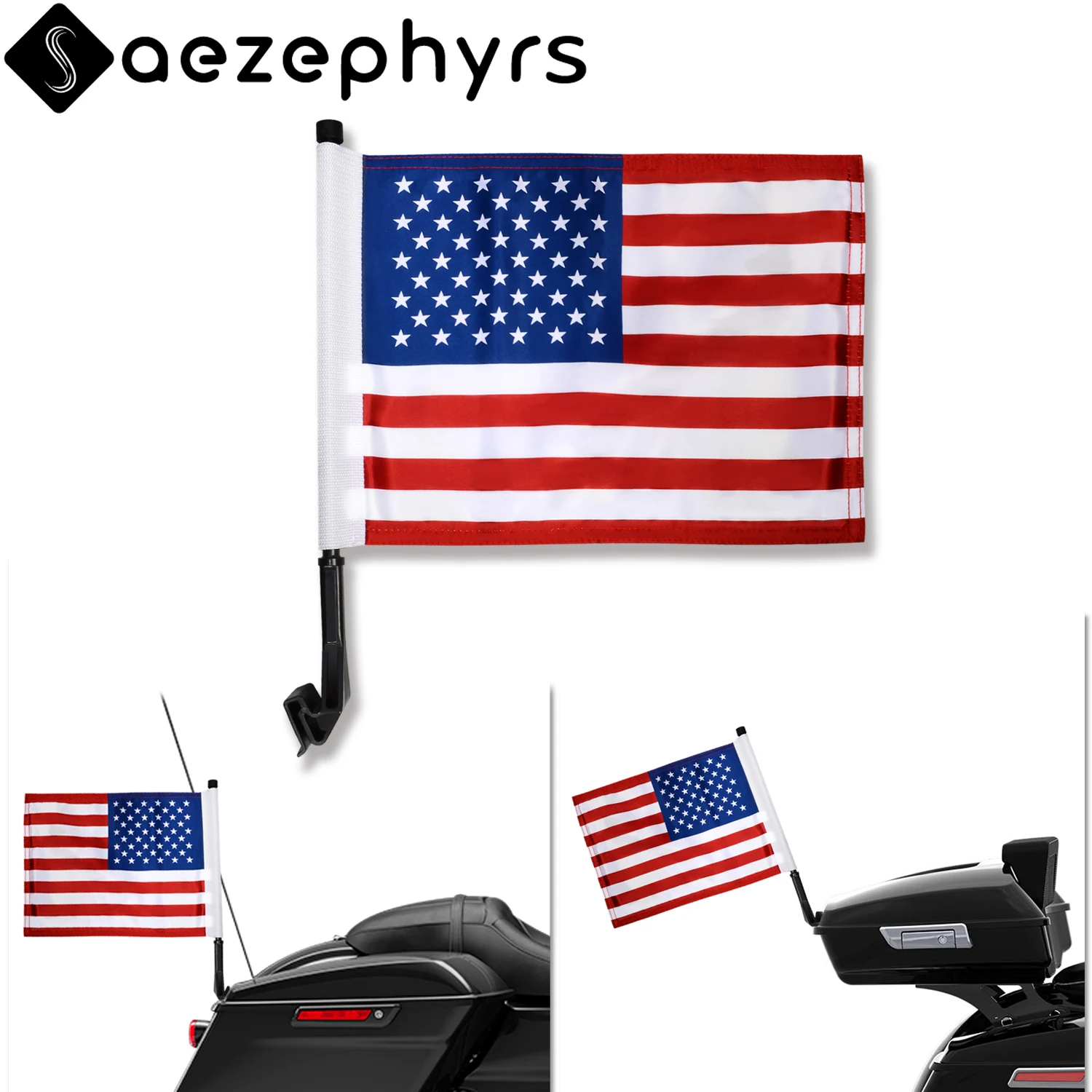 Image of Gepäckträger mit Motorradflagge/Tour-Gepäckpaket, Halterung mit amerikanischer Flagge für Harley Touring CVO Electra Glide Road King Tri Glide Street Glide FLHX Road Glide FLTRX 1993–2025