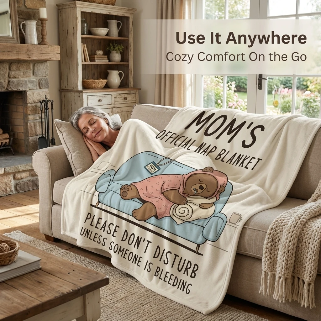 Mom Supervisor Flannel Throw Blanket, Don't Disturb Unless Someone Is Bleeding Quote Cozy All-Season Throw for Moms