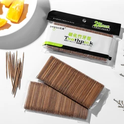 600pcs/bag Disposable Carbonized Bamboo Toothpicks Supermarket Hotel Household Portable Double Head Toothpicks Fruit Toothpicks