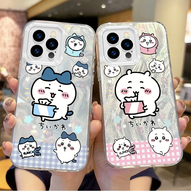 Lovely J-Jiyikawas Cartoon Gradient Phone Case for iPhone 16 15 14 13 12 11 8 7 6 Pro Max Plus XS XR Hard Shockproof Matte Cover