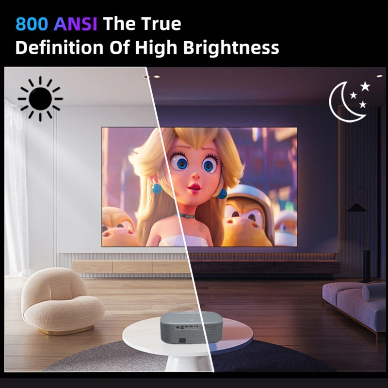 YG691 4K Projector Full HD 1080P 800 ANSI Lumens Android 9.0 WiFi 6 Video Home Theater Projector Auto Focus/Keystone Correction