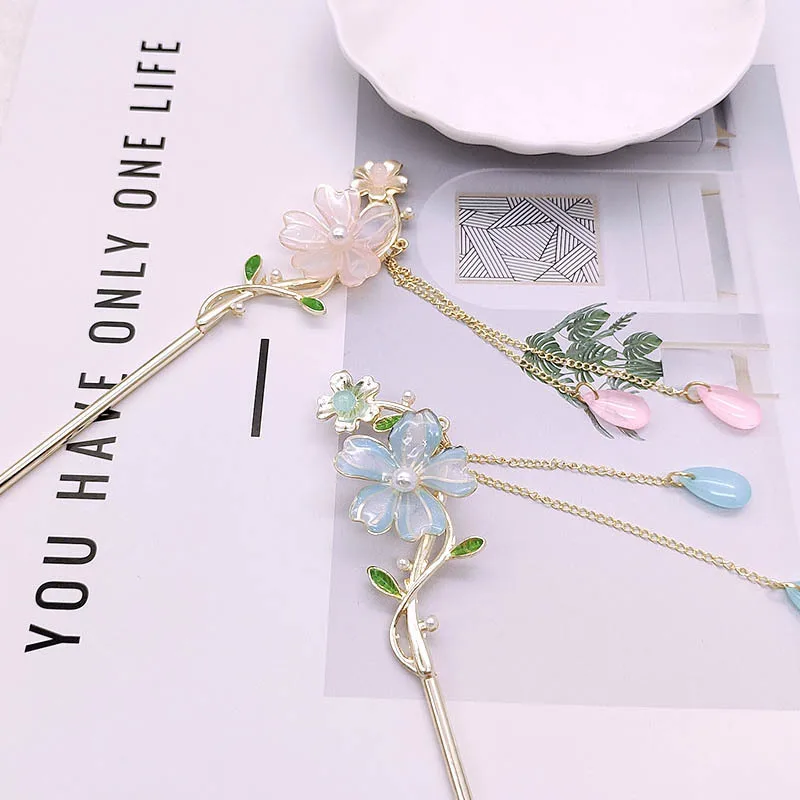 

Супер этичная прозрачная заколка для волос с кисточкой и цветком-бабочкой, аксессуар для волос в древнем стиле, женская витая заколка для волос, головной убор Hanfu