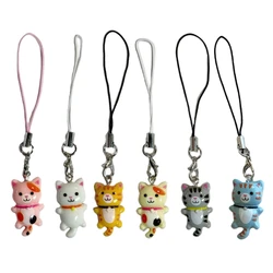 Cute Cat Pendant Keychain Phone Strap Lanyard Strap Backpack Charm Accessories Car Keys Decoration Handmade Jewelry Gift