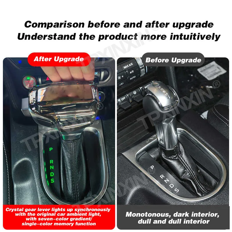 For Ford Mustang 2015~2024 Colorful Lever Crystal Gear Shift Car Accessories Interior Modified Shift Knob Gear Lever Handle Head