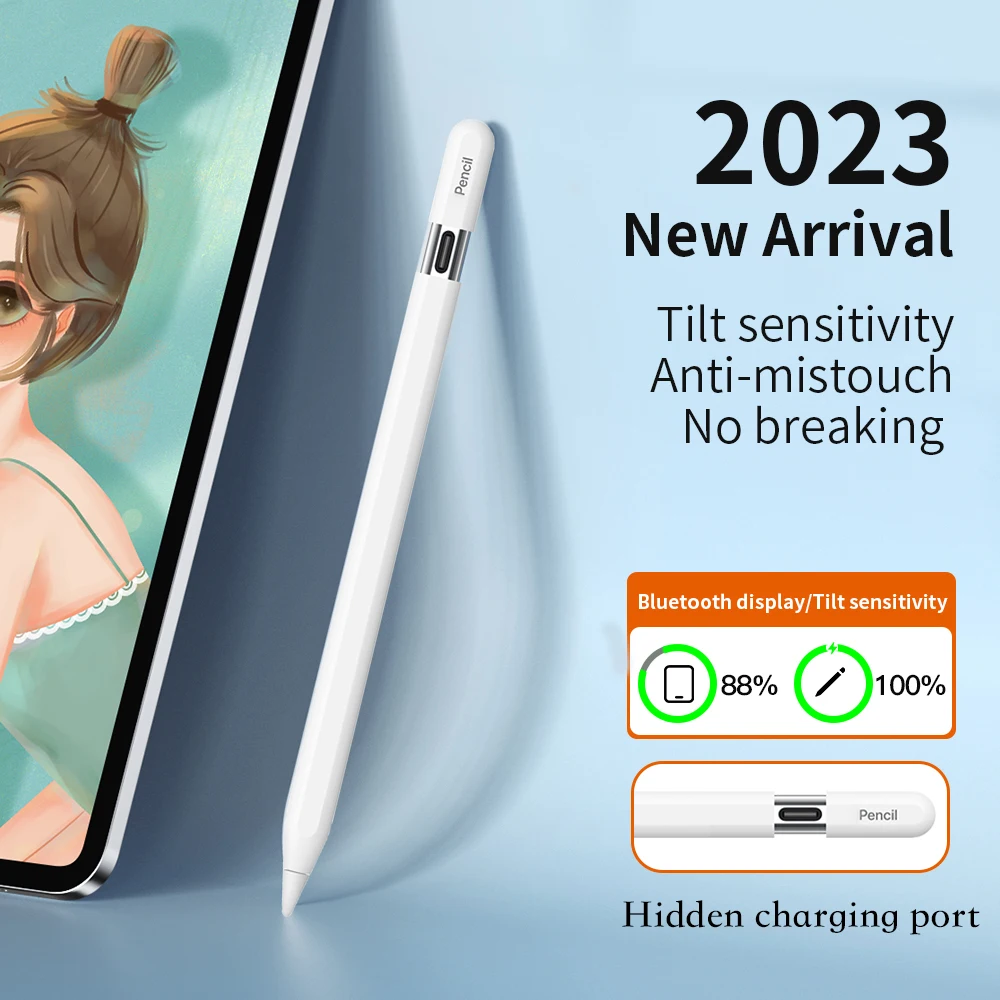 

Стилус для iPad (USB-C), совместимый с планшетами Apple, с магнитным креплением, защитой от случайных касаний, для цифровых дисплеев iPad.