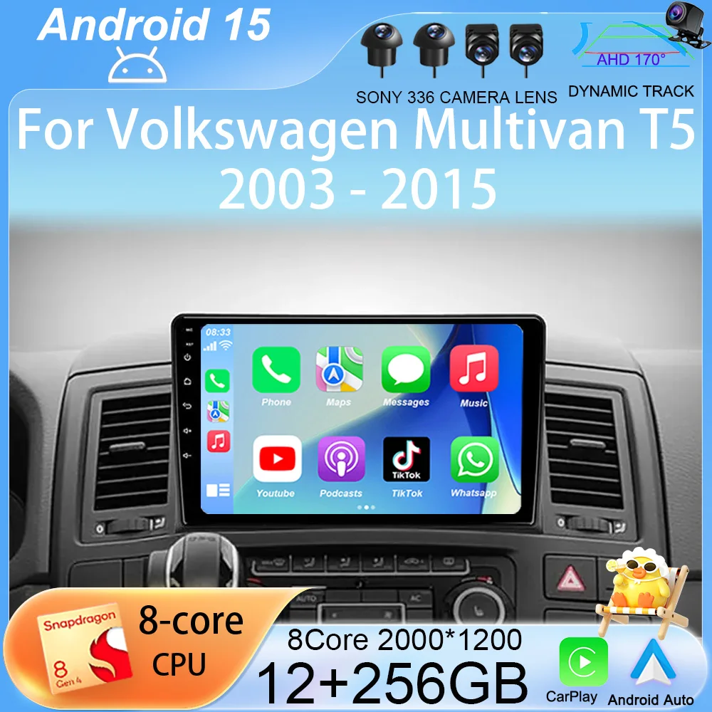 

9 Inch Android 15 For Volkswagen Multivan T5 2003 - 2015 Multimedia Player Auto Radio GPS Carplay 4G WiFi DSP BT NO DVD