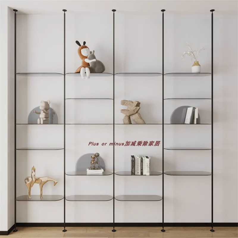 Ceiling to floor storage rack, living room floor to ceiling bookshelf, display rack, dining room glass partition wall decoration
