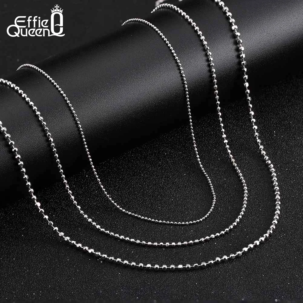 Effie Queen Fashion 1.0/1.5/2.0mm Ball Faceted Bead Chain Necklace for Women 925 Sterling Silver Necklace Birthday Jewelry SC77