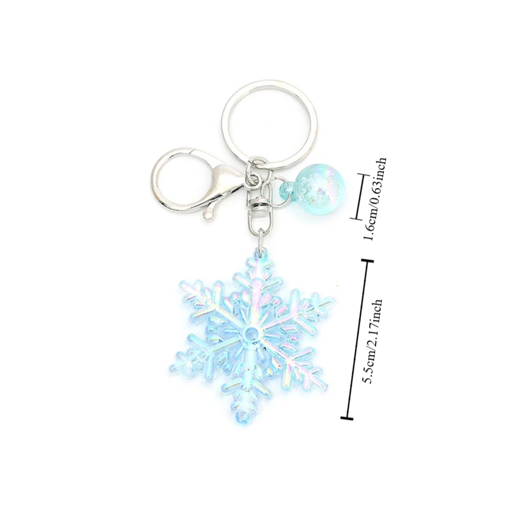 Snowflake Keychain Laser Colorful Pendant Snow Bag Hanging Transparent Acrylic Creative Funny Snowflake Keyring