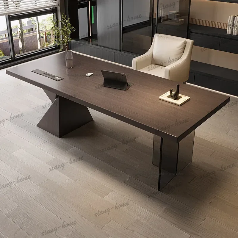 LD Italian Minimalist Desk Nordic High End Living Room Solid Wood Office Computer Desk Workbench Acrylic Office Furniture