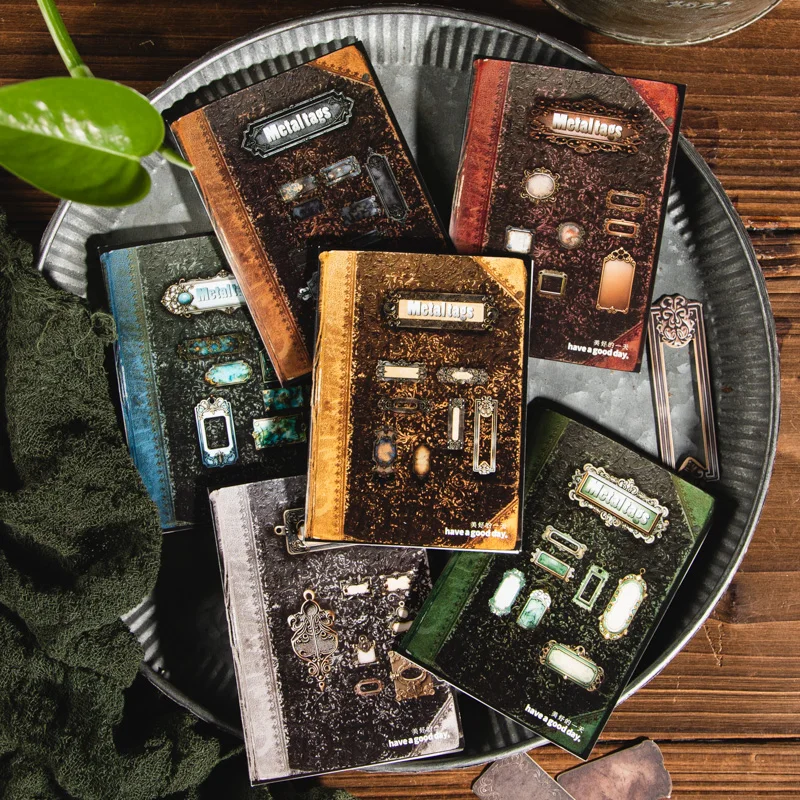 20pcs/pack Vintage Metal tags Stickers Decorativ DIY Scrapbooking Materials Art Collage Stationery Aesthetics Stickers