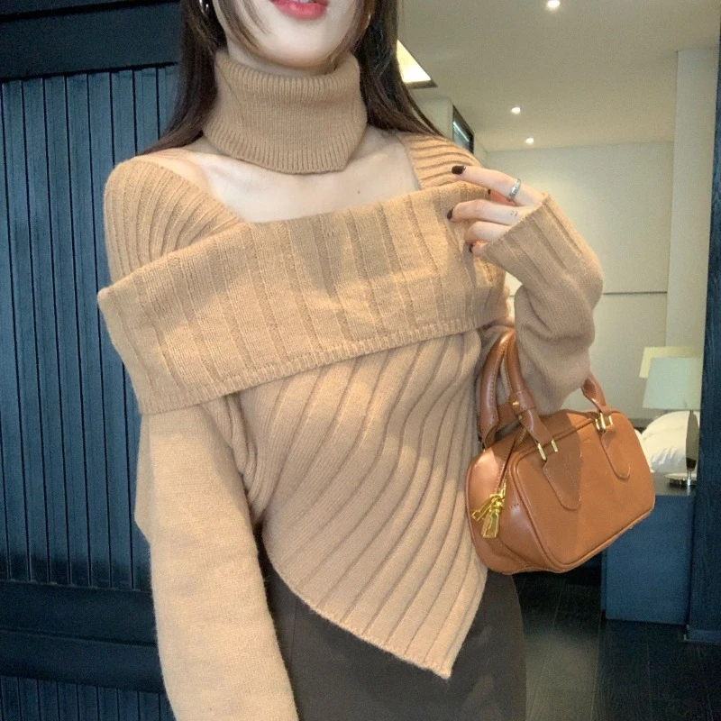 Immagine 5: Pantaloni maglione sciarpa autunno inverno da donna Set due pezzi Lady coreano grazioso maglia sottile pullover a maniche lunghe top pantaloni abiti