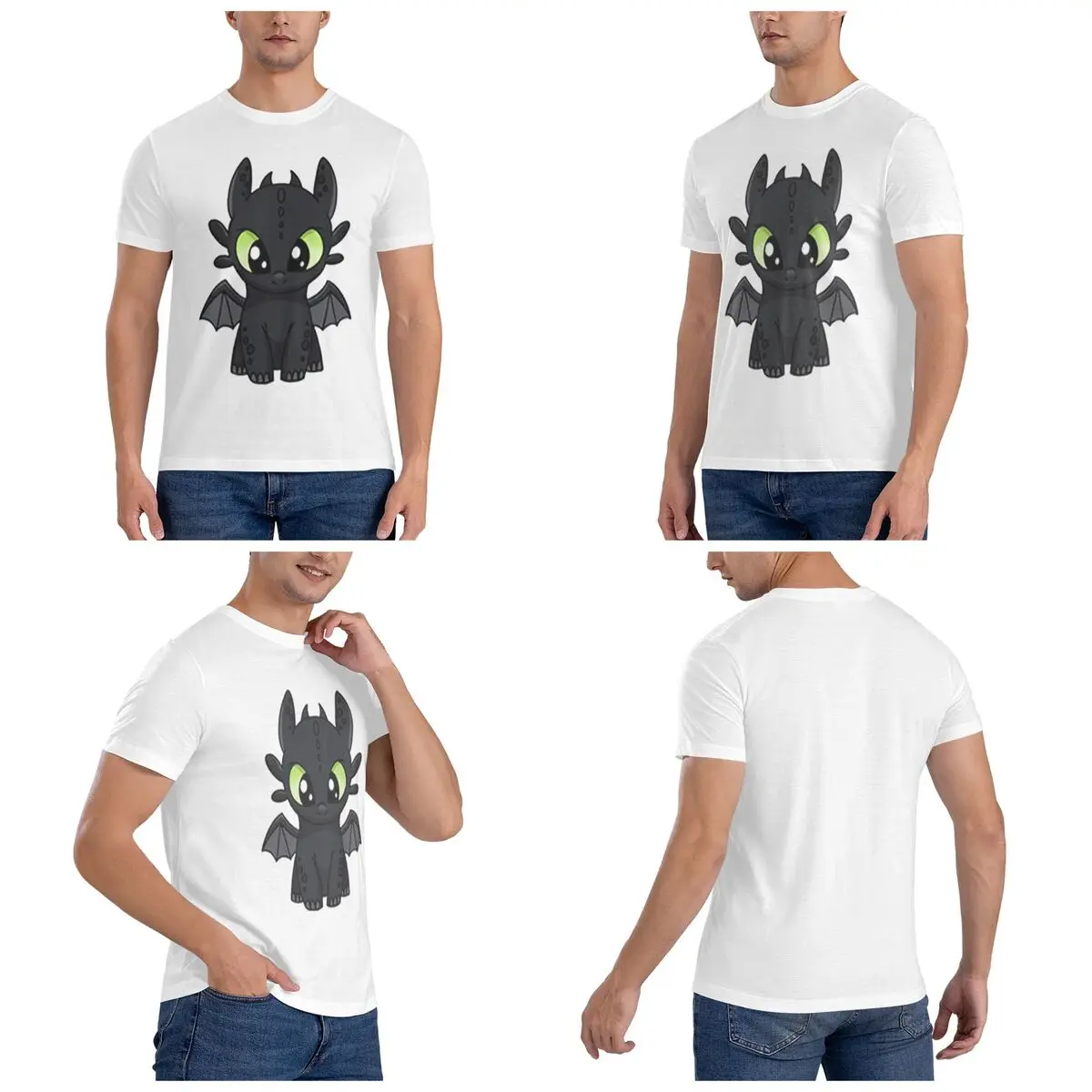 Night Fury Toothless T-Shirt for Men Cotton Oversized T Shirts Men's Short Sleeve Round Neck Summer Clothes Tops S-6XL