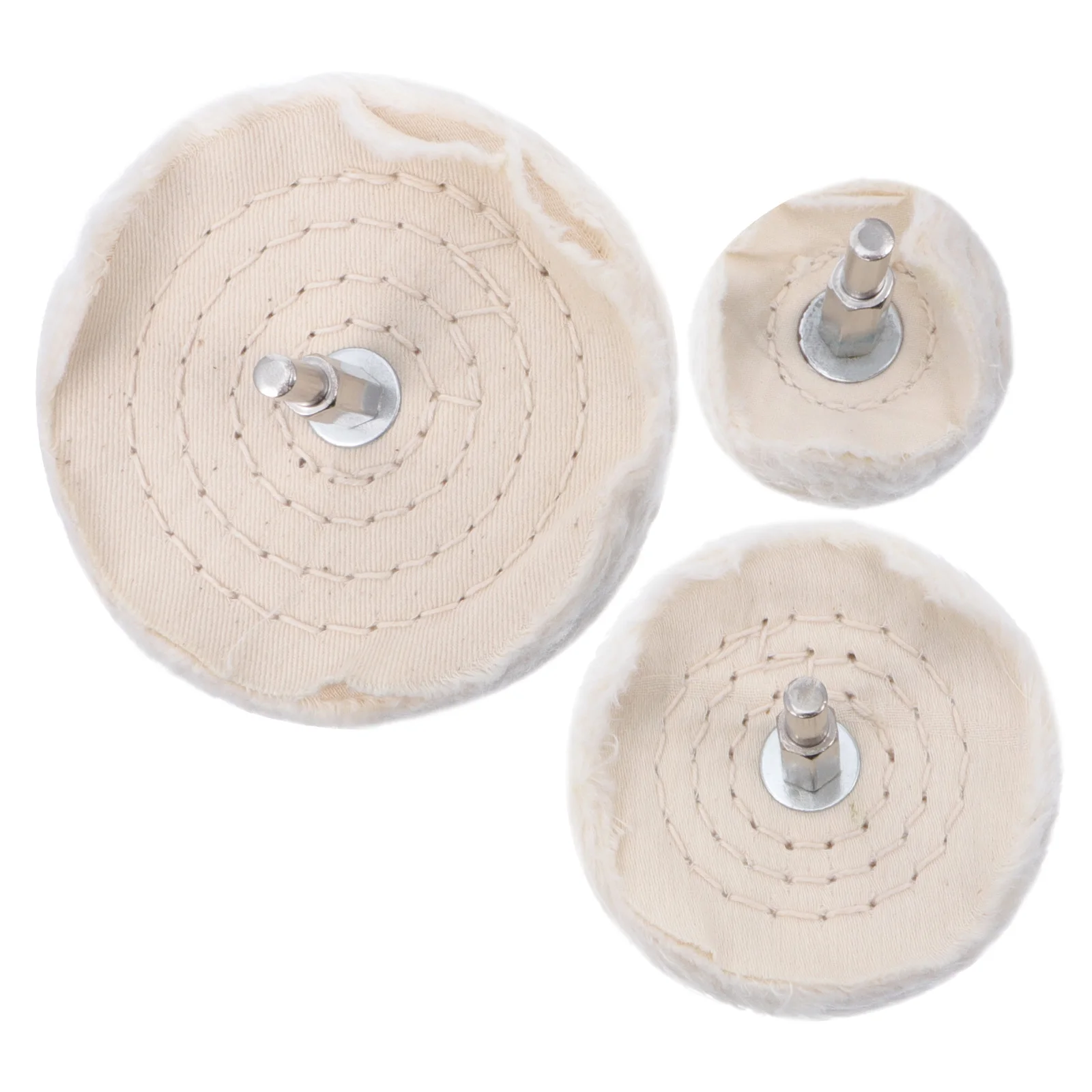 

3 Pcs White Cloth Wheel Polishing Buffing Pad Round for Bench Grinder Drill Beige