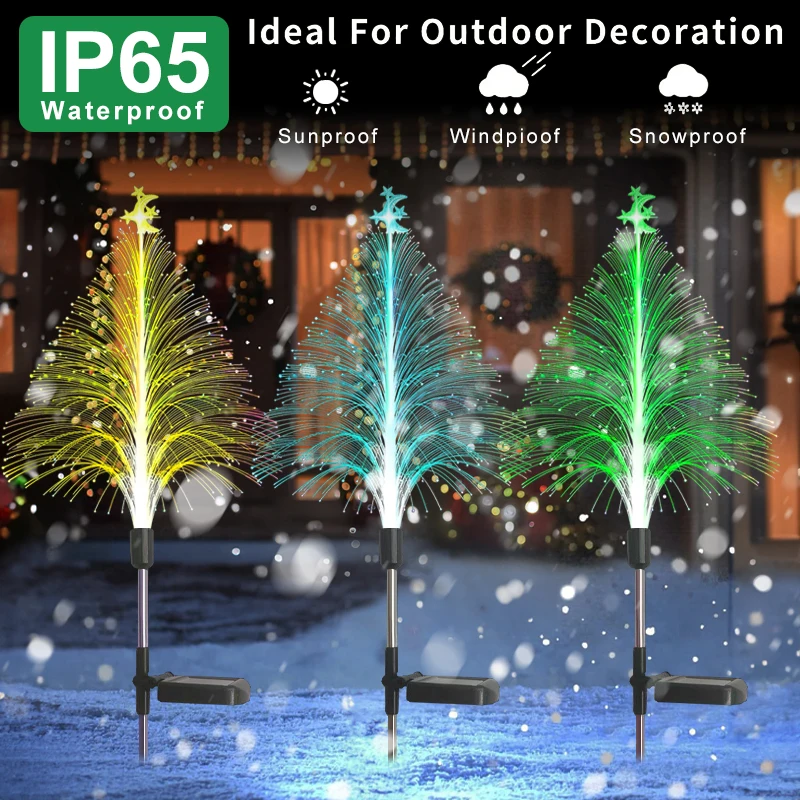 Solar Christmas Tree Light 2-8Pc Color Changing Xmas Garden Light Outdoor Waterproof LED Pathway Lamp Lawn Patio Yard Decoration