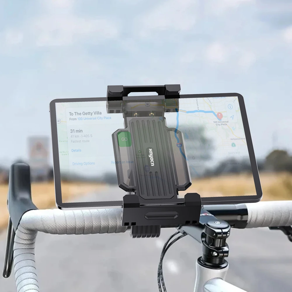 Homhu Bike Motorcycle Stroller Tablet Phone Holder Mount Adjustable Secure Clamp for 4-13 Inch Devices Gym Treadmill Equipment