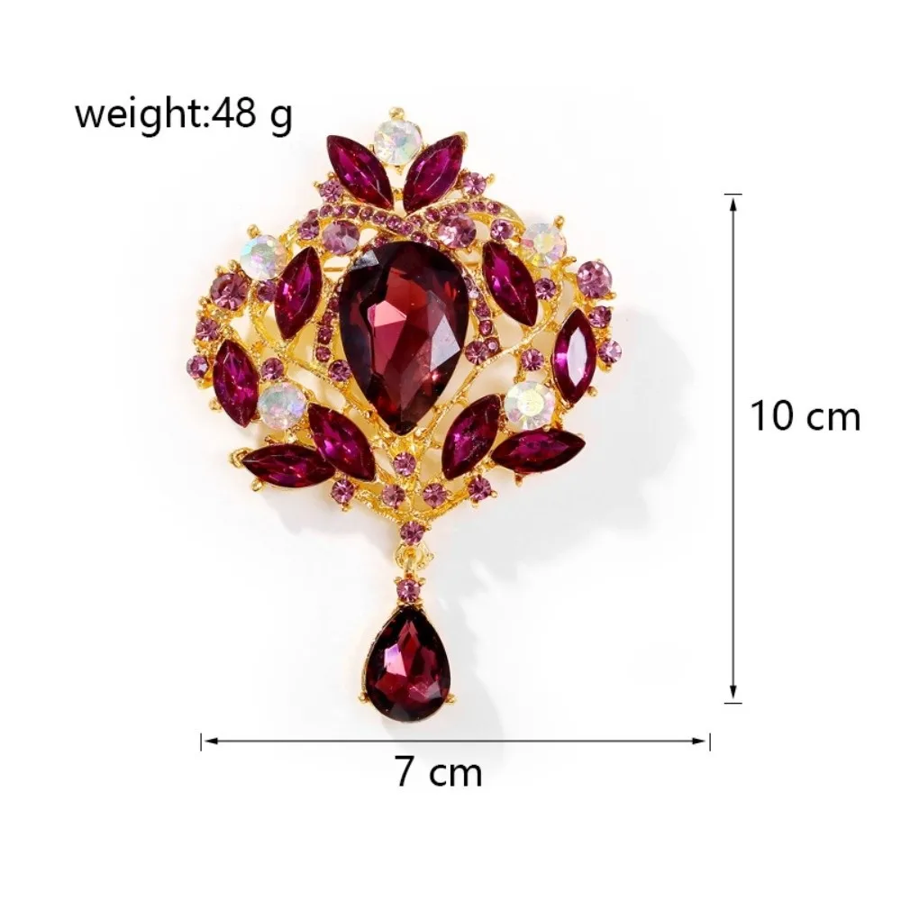 New Versatile Crystal Brooch Water Drop Shape Gold Silver High-end Brooch Metal Ladies Brooch Women's Fashion