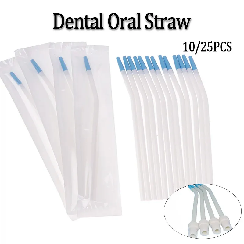 

10/25Pcs Disposable Dental Oral Straw French Elbow Straws Long Slim Type Dental Consumable Material