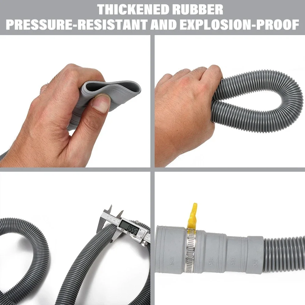 1–8 Meter zusammenklappbarer Wohnmobil-Schlauch, geruchsblockierende Kanalschlauchverlängerung, universeller Ablaufschlauch für Waschmaschinen, Rohre in Militärqualität