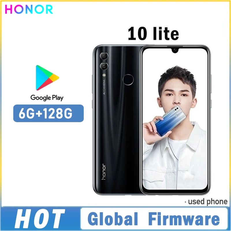 Global Firmware HONOR 10 Lite smartphone 6.21-inch battery 3400mAh CPU HiSilicon Qilin 710 EMUI 9.0.1 used phone
