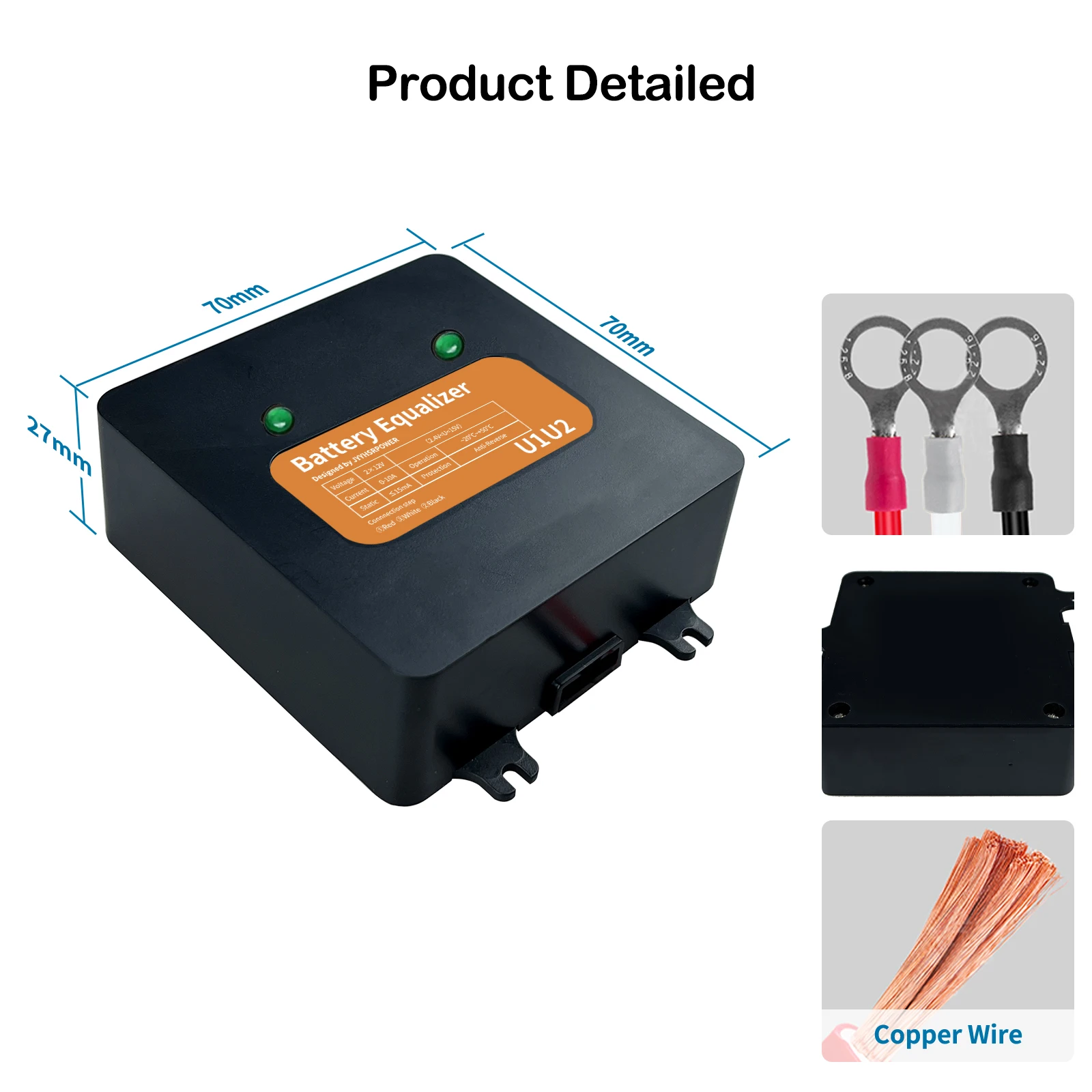 2x12V 24V Battery Equalizer HA01 Flood AGM Lead Acid Batteries Voltage Balancer Lead Acid Cells Charger Regulator Serial