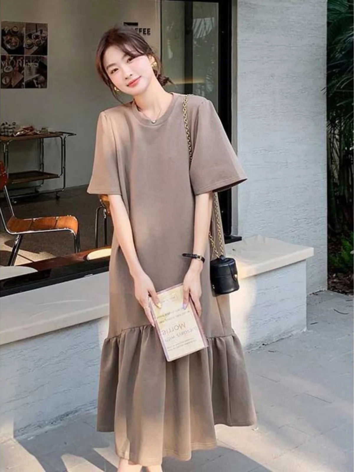 Plus Größe 300er Pou Chic Retro Spliced Fi Tail Dr Plump Mm Abnehmen Lang Dr Sommer Koreanische Sle Pendeln Dr