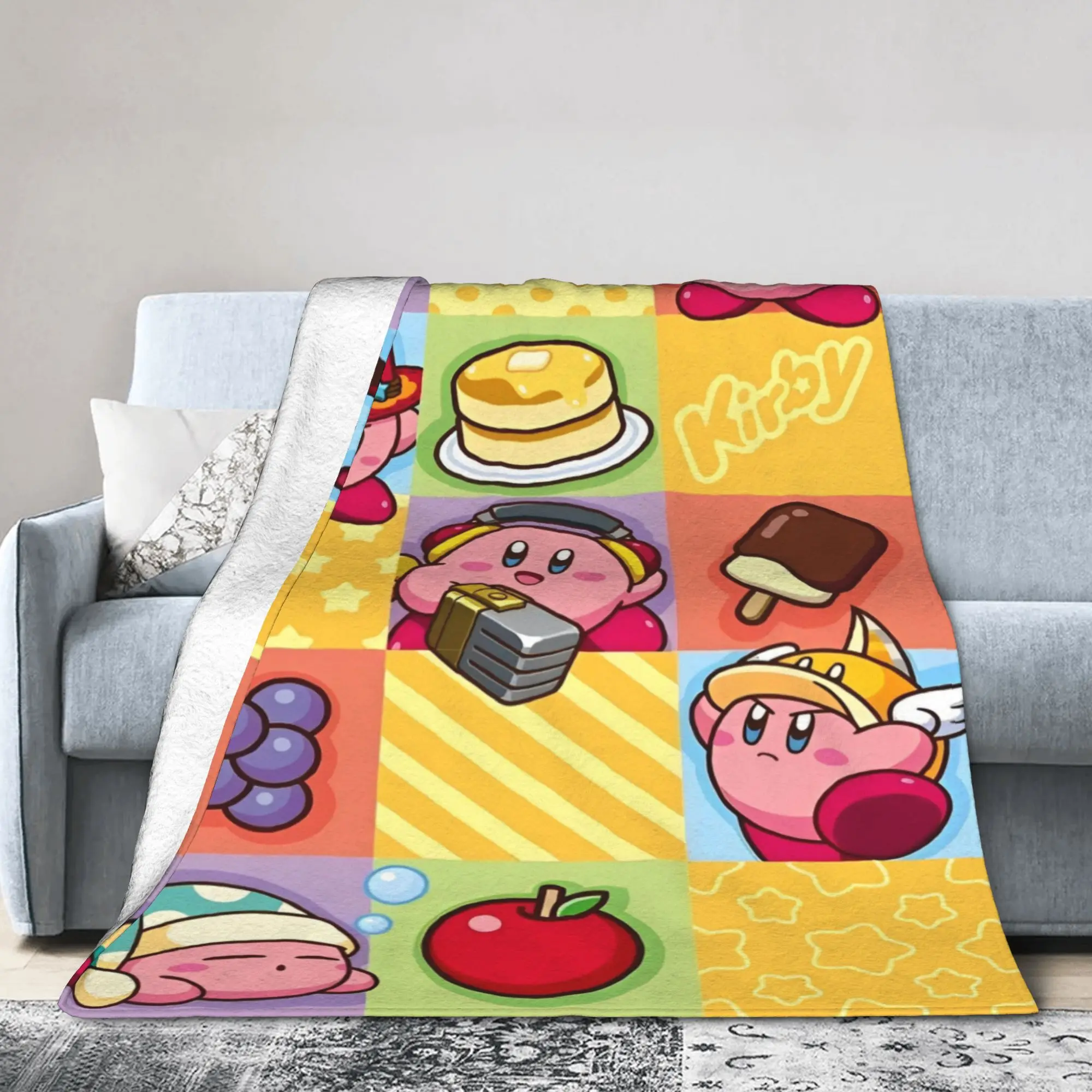 K-Kirbys Cartoon Stars Kawaii Plush Blanket Children  Flannel Throw Blanket For Couch Chair Sofa Bed Super Warm Bedspread Gift