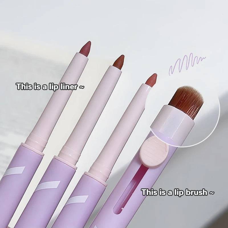 Lip Pen Lip Liner Pen Matte Lipstick Pen Silver Longlasting Lip Contouring Nonstick Lipliner Pencil Korean Makeup With Brush