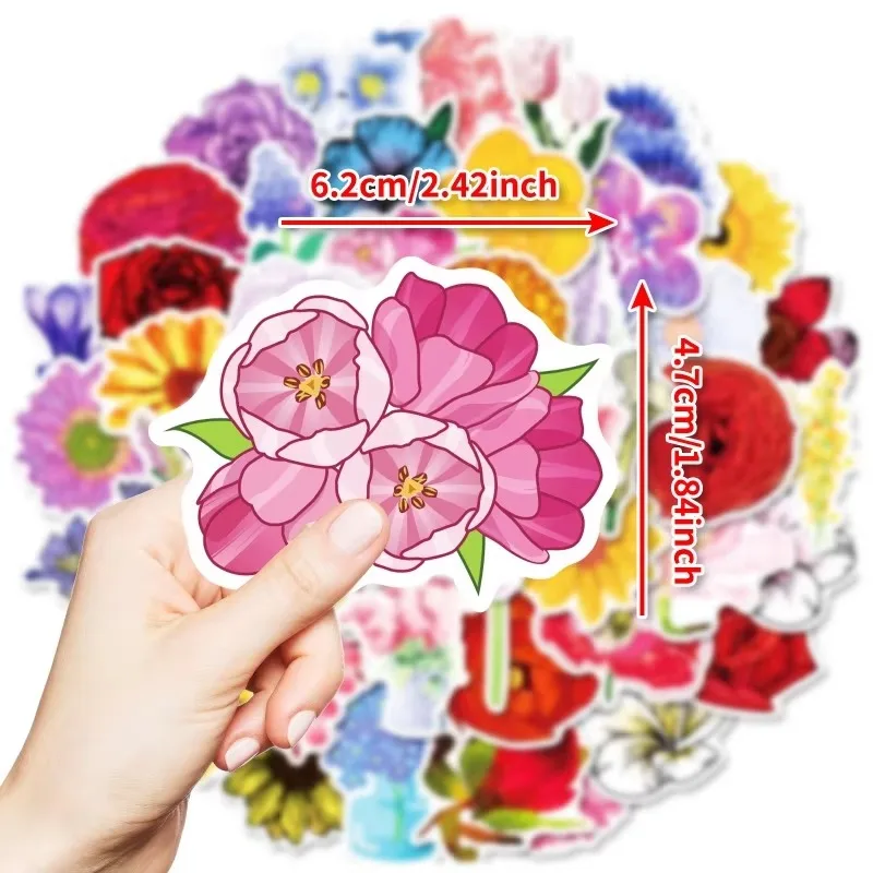 10/50Pcs Colorful Fresh Plant Flower Graffiti Stickers for DIY Hand Account Journal Luggage Case Decoration Sticker Kids Toy