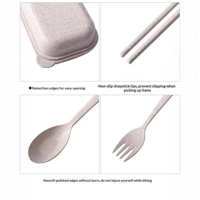 Outdoor Portable Cutlery Set 3Pcs Lightweight Plastic Fork Spoon Chopsticks for Hiking Picnic Backpacking Trips