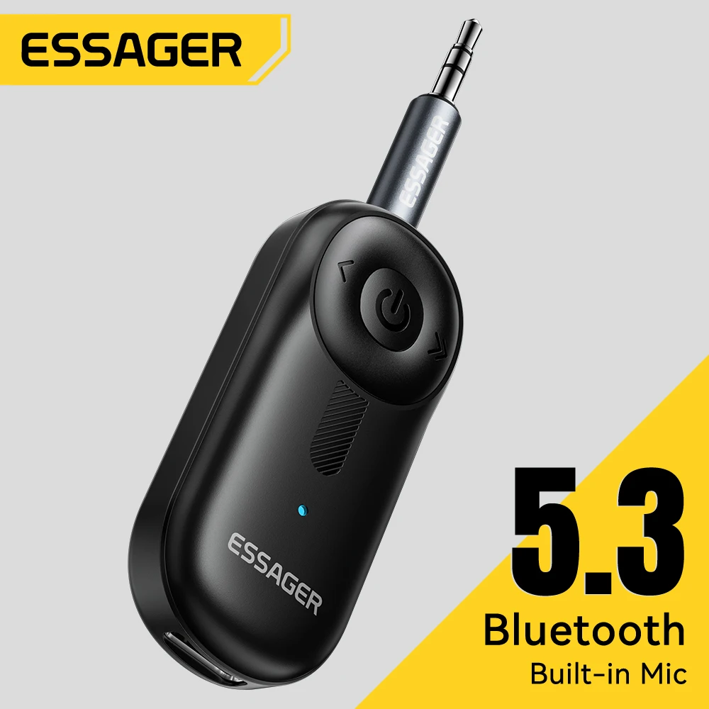 Essager Bluetooth 5.3 Adapter 3.5mm AUX Jacks For Audio Music Receiver Car Speakers Headset Tablet Laptop Bluetooth Car Receiver