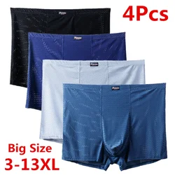 13XL 12XL 11XL 10XL 9XL 4PCS Men Underwear Boxer Shorts Mesh Hole Sexy Underpant Boy Undies Knickers Homme Panties Plus Big Size