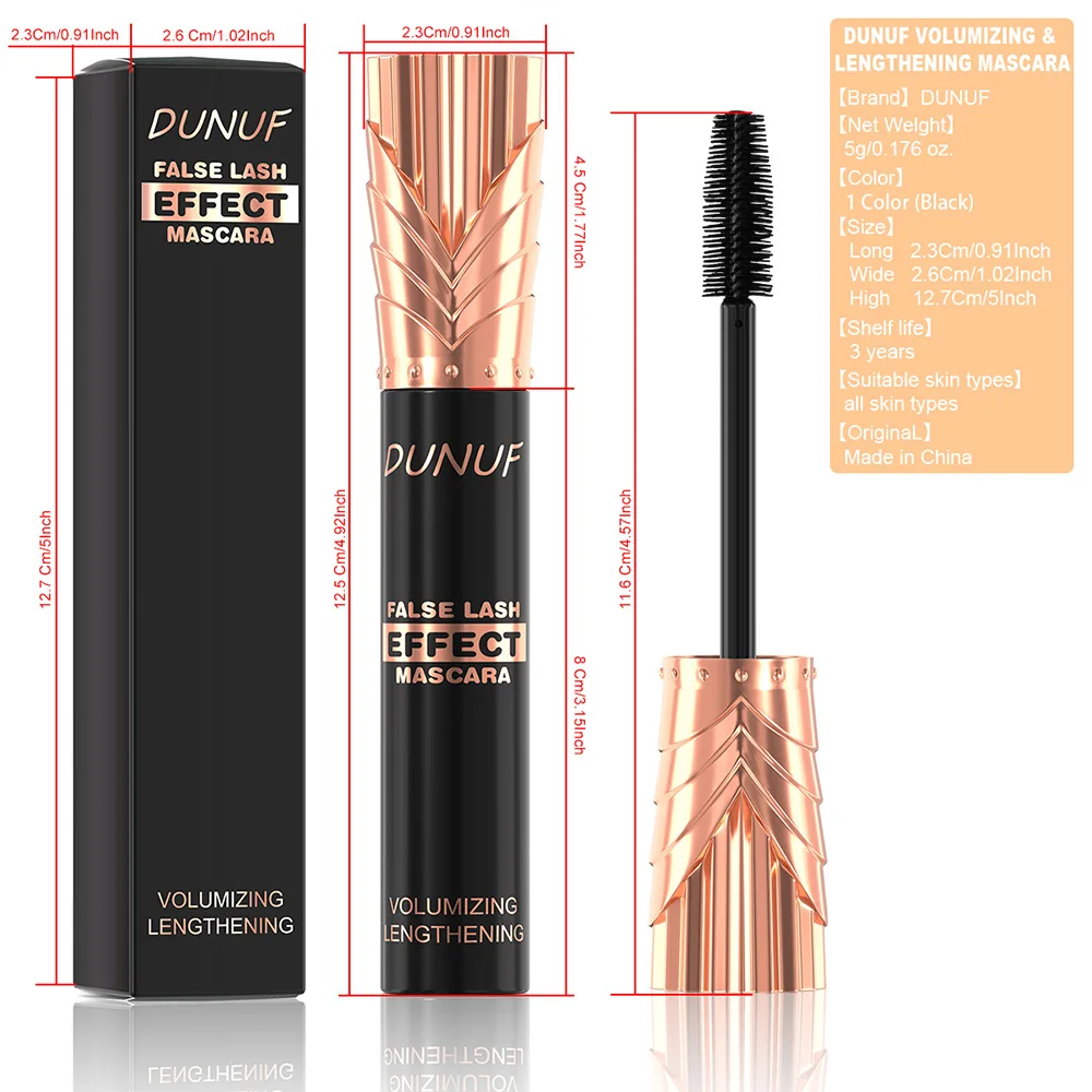 Rímel preto 24H à prova d'água, volumizador, alongamento, efeito de ondulação, à prova de manchas, uso durante todo o dia para olhos sensíveis, uso diário