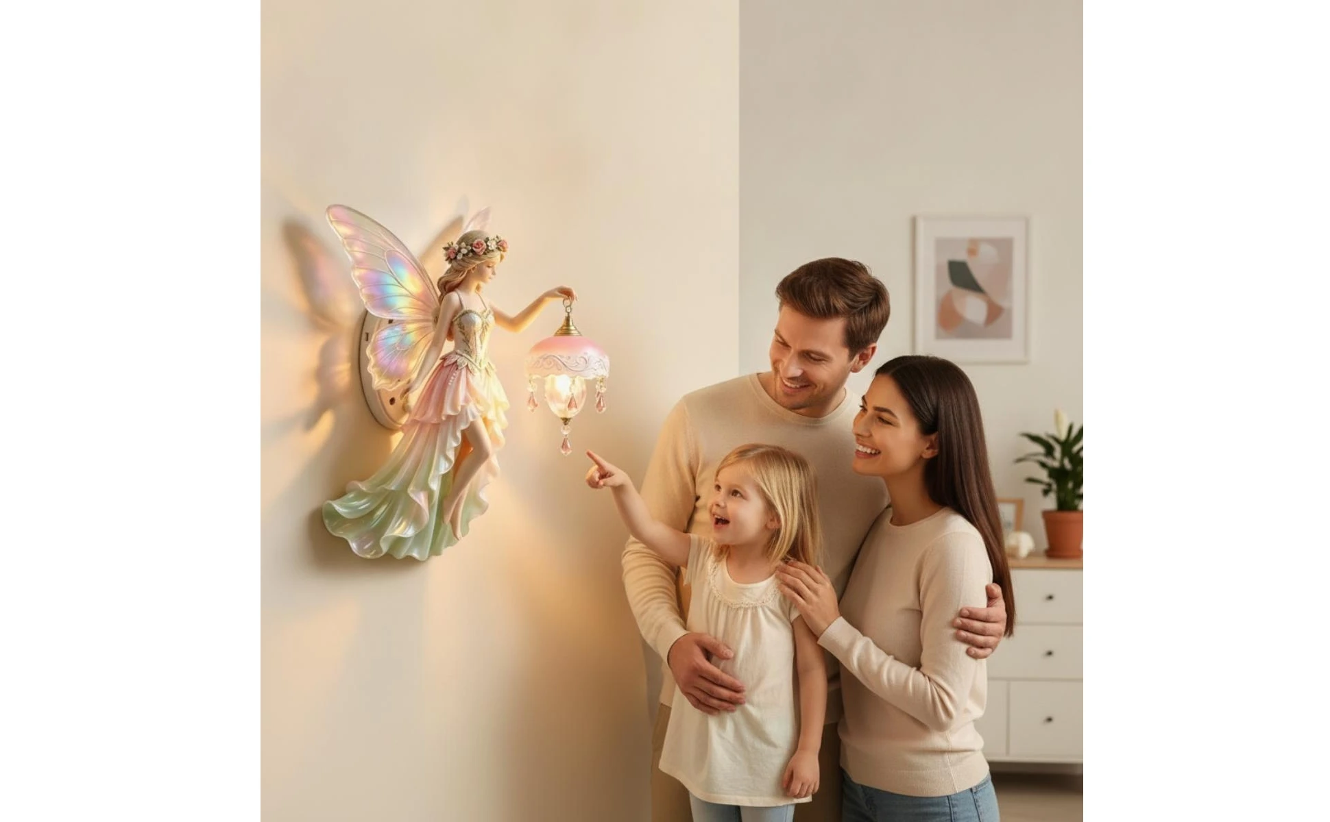 Fairy Wall Sconce Decorative Fairy Wall Lamp Sculpted Ornate for Girls, Bedroom, Nursery