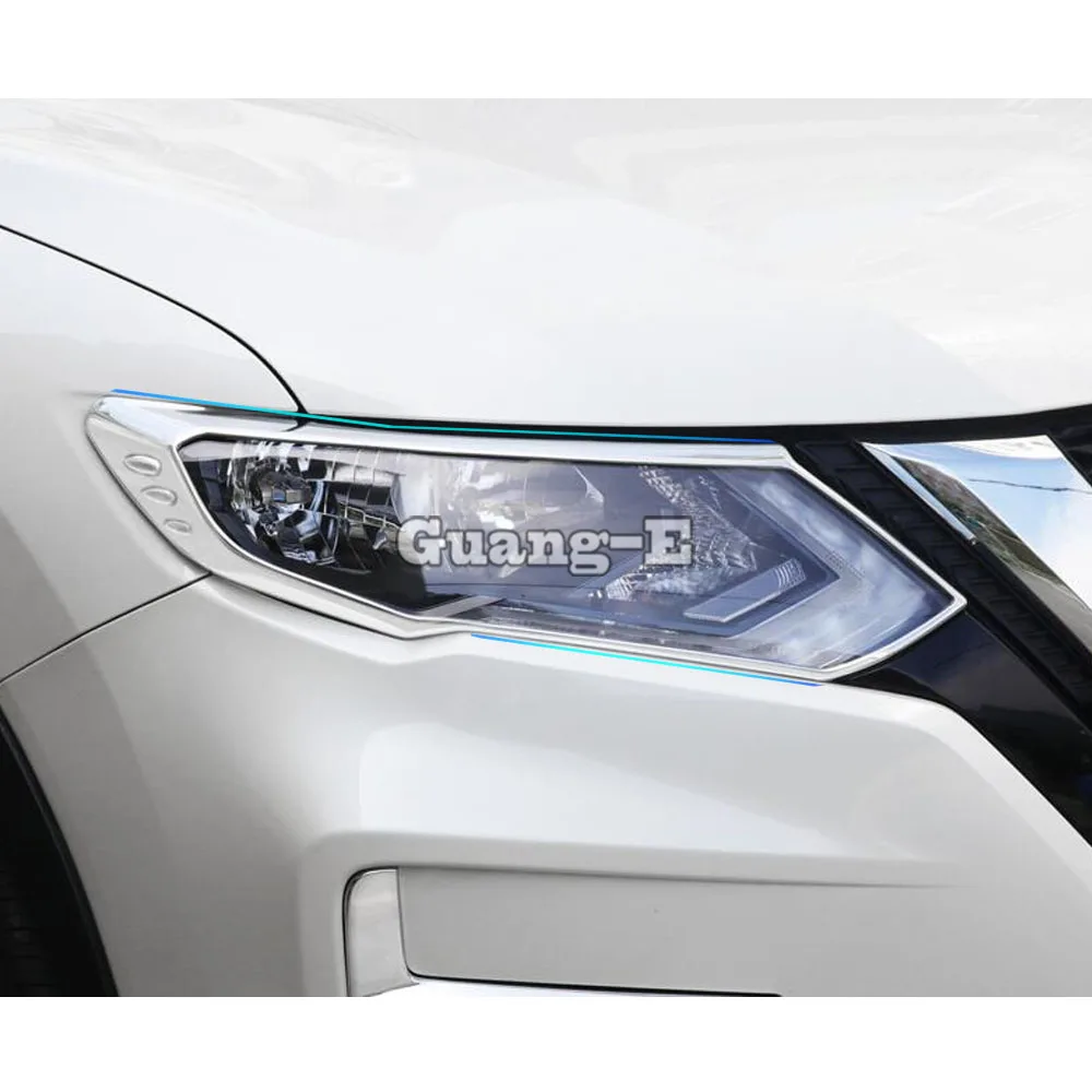 For Nissan X-Trail XTrail T32/Rogue 2017 2018 2019 2020 Car Cover Styling Detector ABS Chrome Front Light Lamp Trim 2pcs